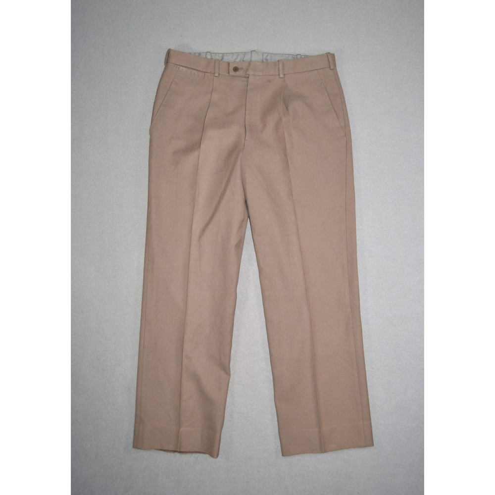 Vintage Lanvin Pants Mens 35x30 Brown Wool Dress Pleated Trousers France